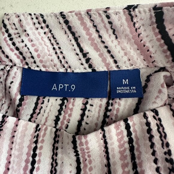 Sleeveless Apt. 9 Striped High-Neck Blouse Top Pink/Black/White M - Picture 3 of 8